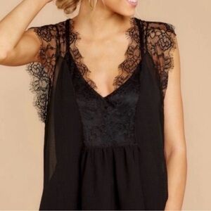 Lovestitch Black Lace Tank Top, Size L
